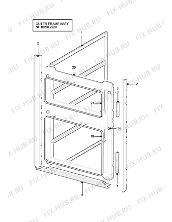 Взрыв-схема плиты (духовки) Aeg D4100-1A - Схема узла H10 Outer Frame